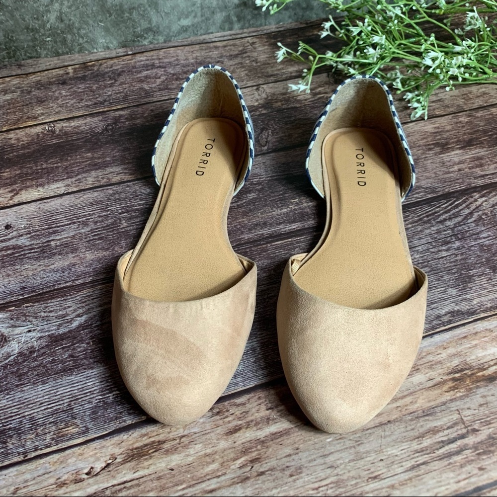 Torrid ~ Taupe Faux Suede Stripped D'Orsay Flat 8W